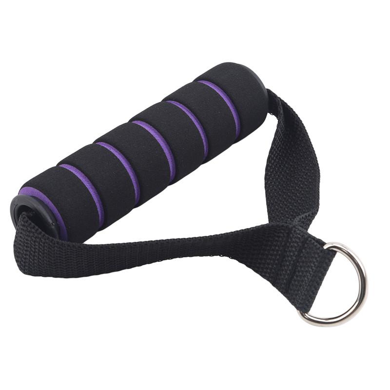 1PCS Tricep dây cáp Tay cầm tay cầm thanh tập luyện tập thể dục Dải tập thể dục D-Ring Chuỗi đàn hồi Phụ kiện Màu sắc: màu đen màu tím