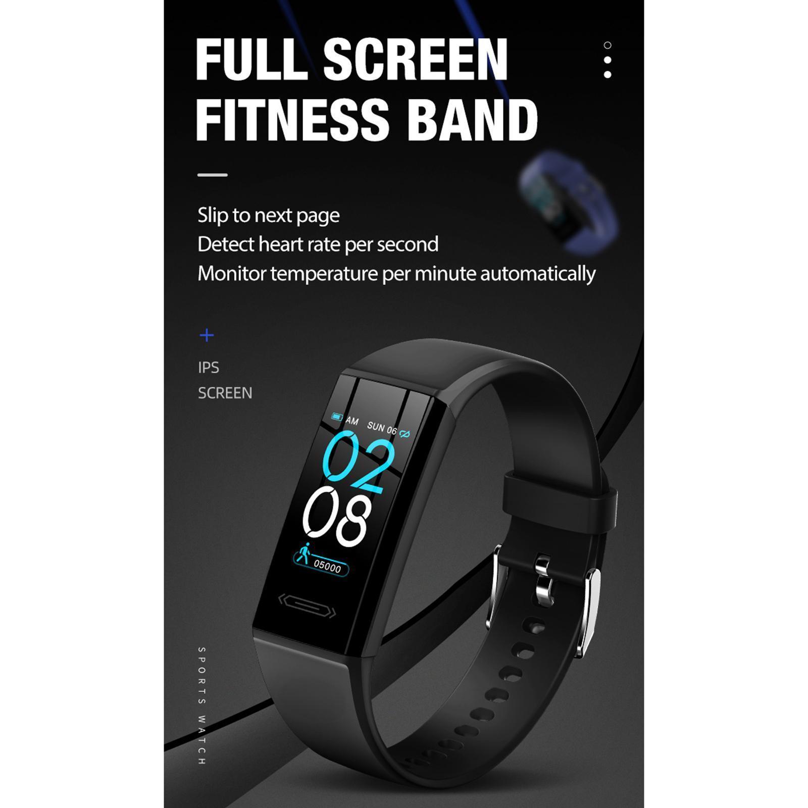 Waterproof Smart Watch Blood Pressure Monitor Bracelet Gift Black