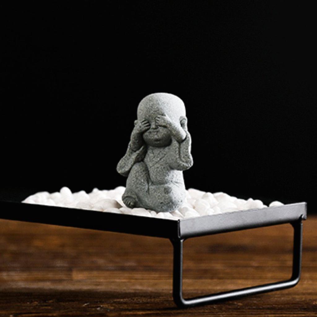 Mini Buddha Statue Monk Tea Pet Miniature Buddha Figurine Chinese Style Table Decoration Fengshui Ornament Decorative for Home Office