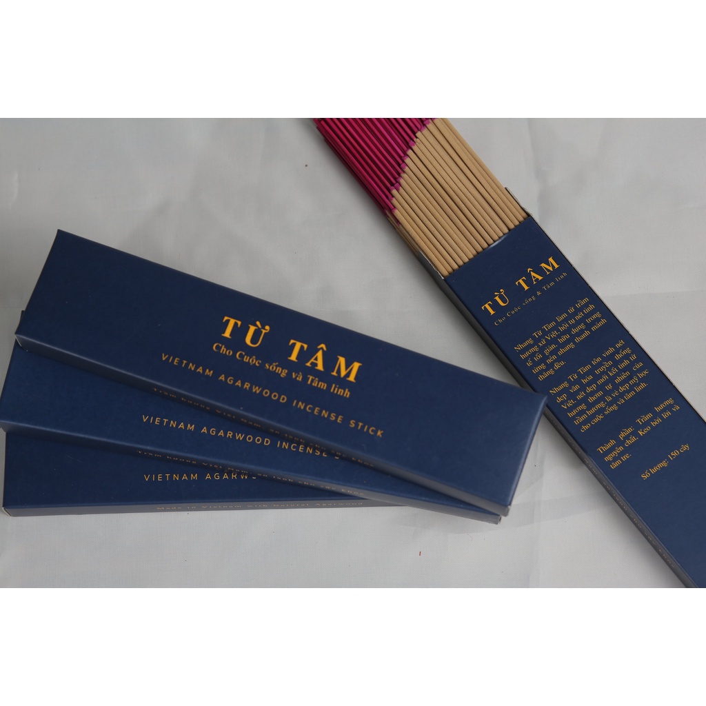 Nhang Trầm Hương Thiện Sanh Mùi Nhẹ Nhàng, Thư Giãn Từ 100% Trầm Hương Nguyên Chất Dài 20cm Hộp 100g 150 Cây
