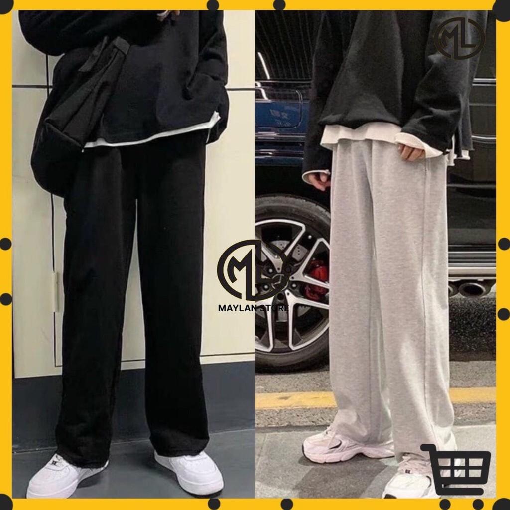 Quần Thun Ống Rộng Nam Màu Đen Và Xám Phong Cách Trẻ Trung Năng Động - MAYLANSTORE