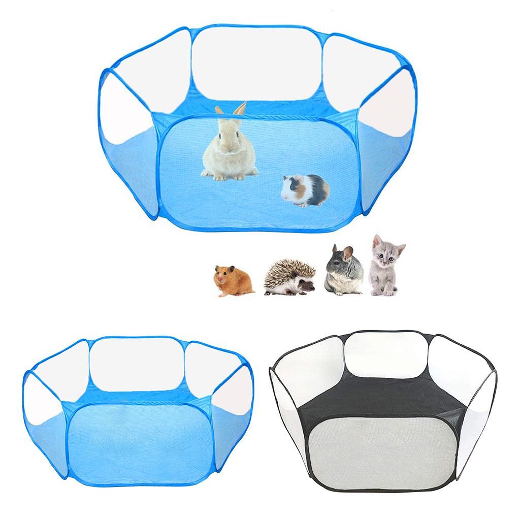 Set of 2 Small Pet Pen Cage f/ Hamster Rabbit Chinchilla Squirrel Black/Blue