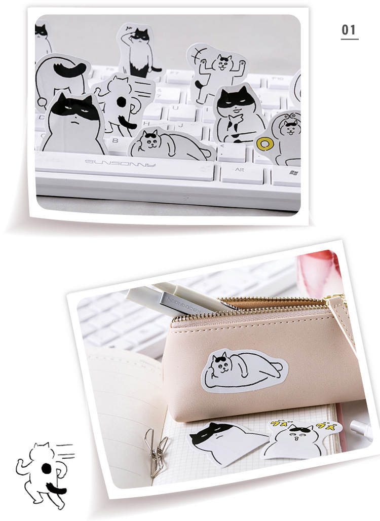 Sticker hộp 45 miếng dán - Mèo Nhí Nhố - Hộp nhãn dán trang trí sổ tay bullet journal - M460