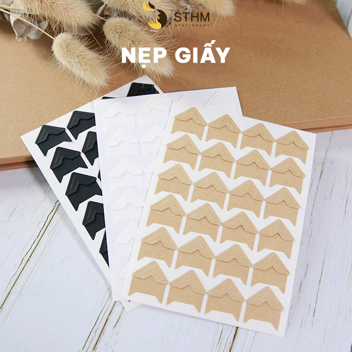 - Nẹp giấy cố định ảnh có keo hai mặt - Dùng cho trang trí sổ dán ảnh, scrapbook, photobook - 24 cái