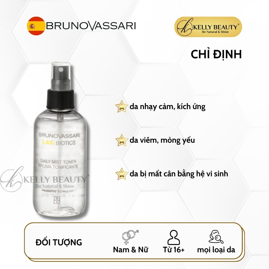 Toner Đa Chức Năng Cho Da Nhạy Cảm Lab Biotics Daily Mist Toner - Bruno Vassari | Kelly Beauty