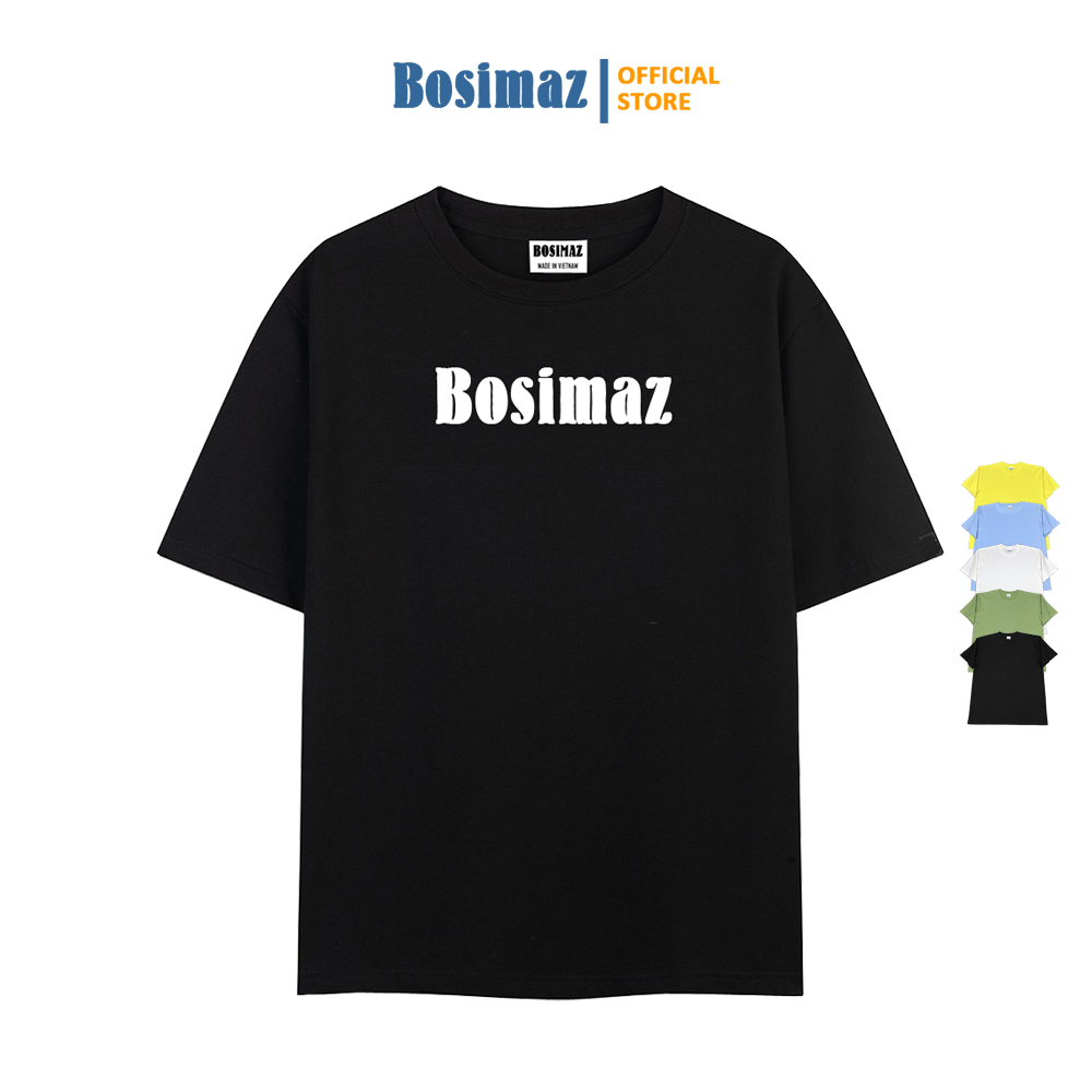 Áo thun Unisex Bosimaz TS012 cổ tròn tay lỡ phom rộng in logo, thun contton 100%, vải đẹp dày, thoáng mát không xù lông