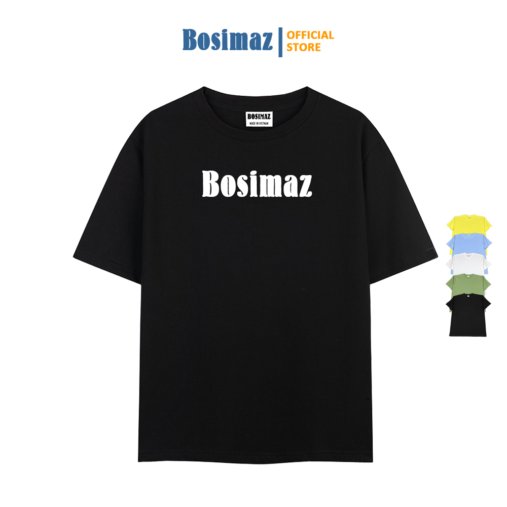 Áo thun Unisex Bosimaz TS012 cổ tròn tay lỡ phom rộng in logo, thun contton 100%, vải đẹp dày, thoáng mát không xù lông.