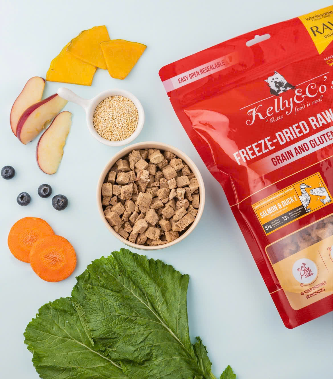 Thức ăn Raw Food cho chó cá hồi &amp; thịt vịt tươi KELLY CO'S Freeze Dried Raw Food For Dog [ 156g
