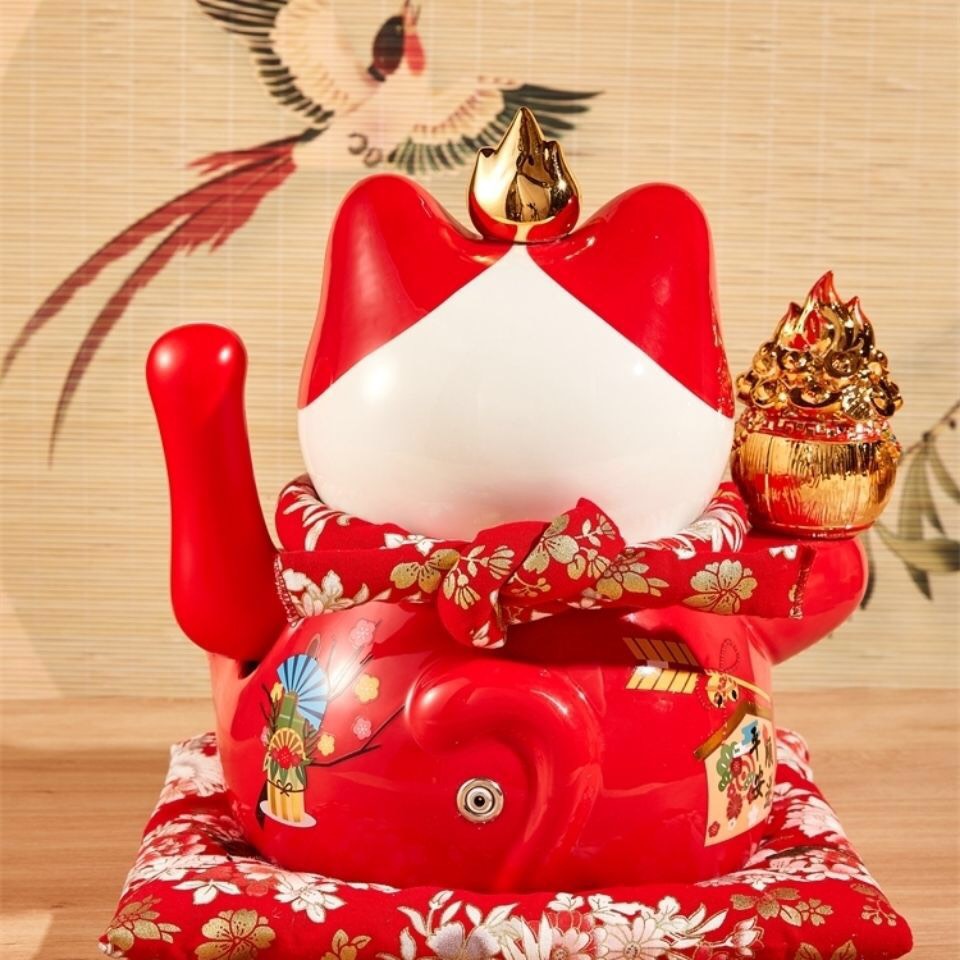 Mèo thần tài vẫy tay phong thủy Lộc Phát gốm sứ Nhật cao cấp thiên kim vạn lượng quà tặng tân gia khai trương