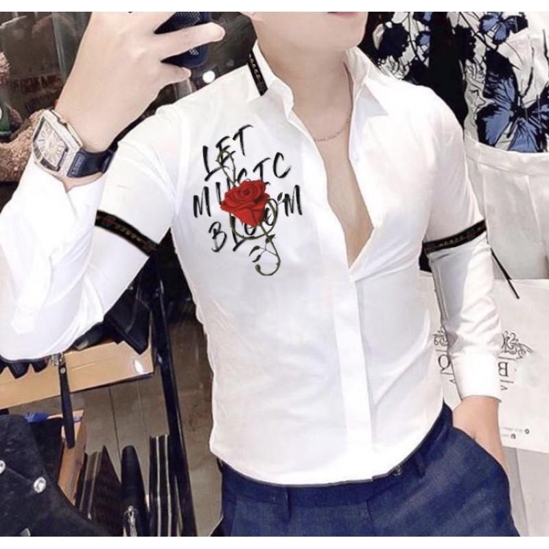 Áo sơ mi nam họa tiết ngực áo đơn giản