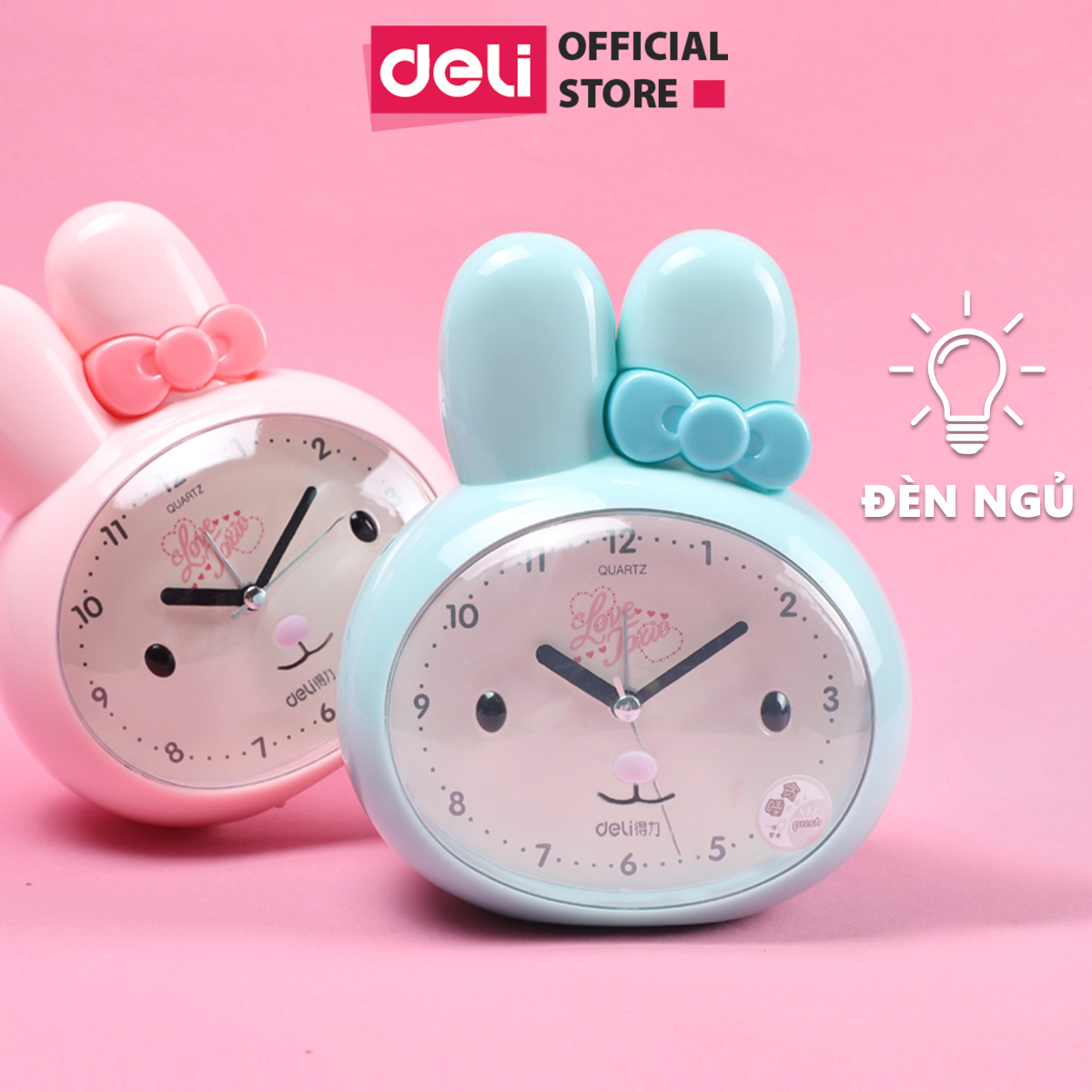 Mua Đồng Hồ Báo Thức Thỏ Hoạt Hình Deli - Trắng/ Xanh/ Hồng - 8803 - Xanh  Dương Tại Deli Official Store