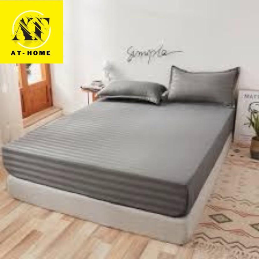 Bộ Ga Gối Cotton Lụa Sọc 3F Lụa Loại 1 Thương hiệu LAN PHAM BEDDING - Màu Xám