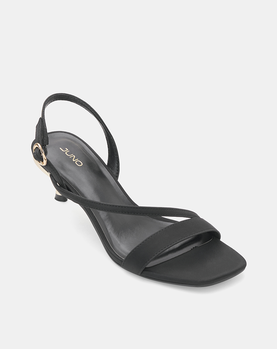Giày Sandal Nữ 7cm Thời Trang JUNO Gót Trụ Quai Ngang Phối Quai Xéo SD07099