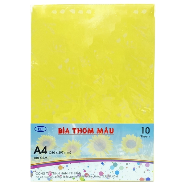 Bìa Thơm Màu A4 HT 180gsm Dày - Màu Vàng