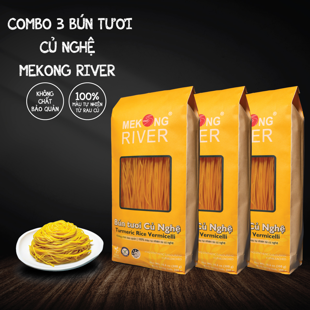 Combo 3 túi Bún Tươi Củ Nghệ 300g