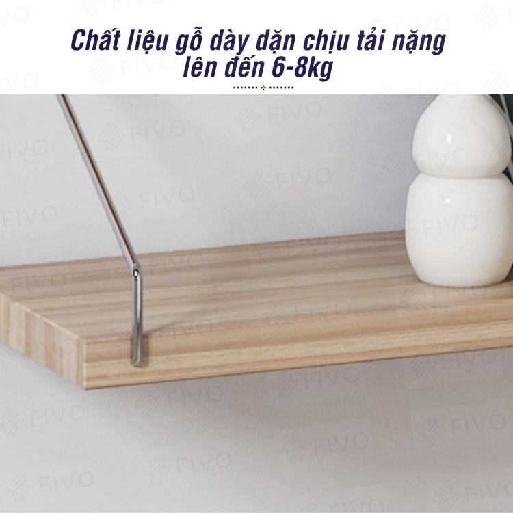 Kệ Treo Tường Gỗ Trang Trí MDF FIVO FB40 Không Cần Khoan Với Móc Treo Inox Dễ Dàng Gắn Tường - Hàng Chính Hãng