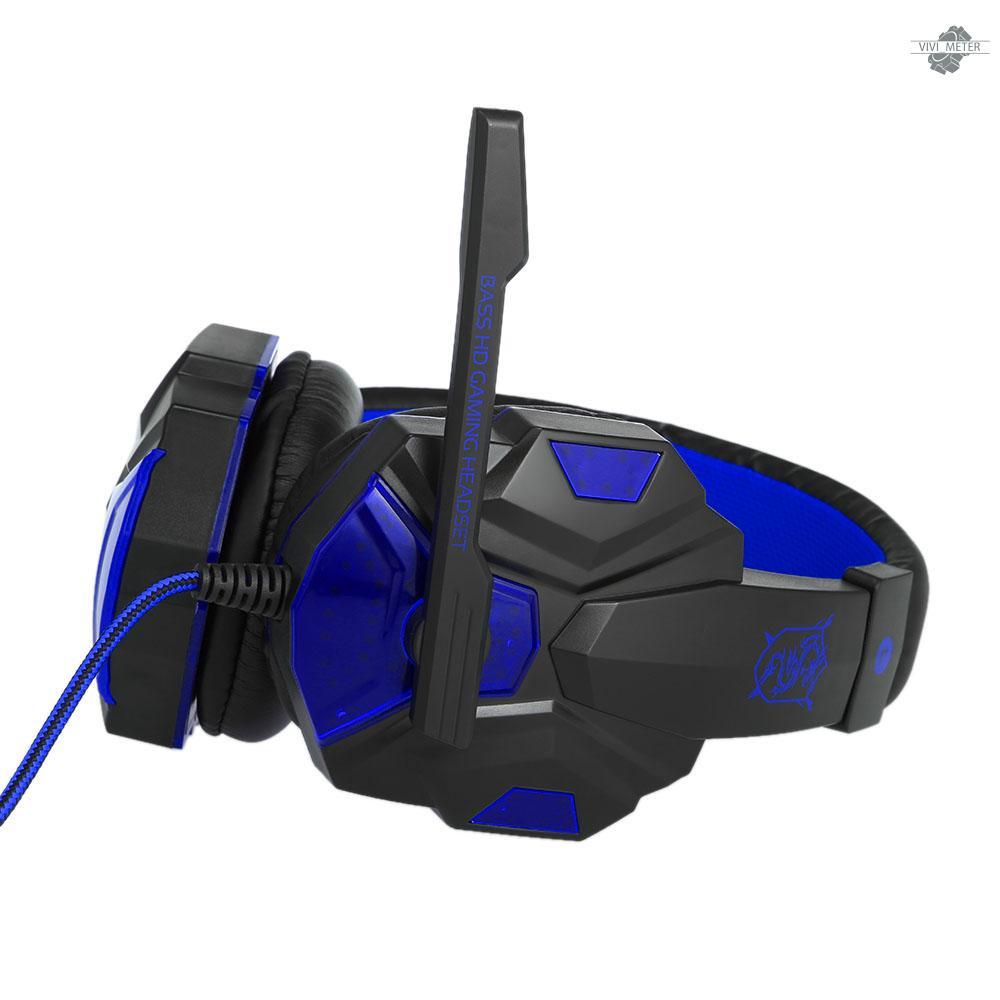 Gaming Headset Headphone for PC Laptop with Microphone with USB 3.5mm Interface LED Volume Control Over-ear Headphone