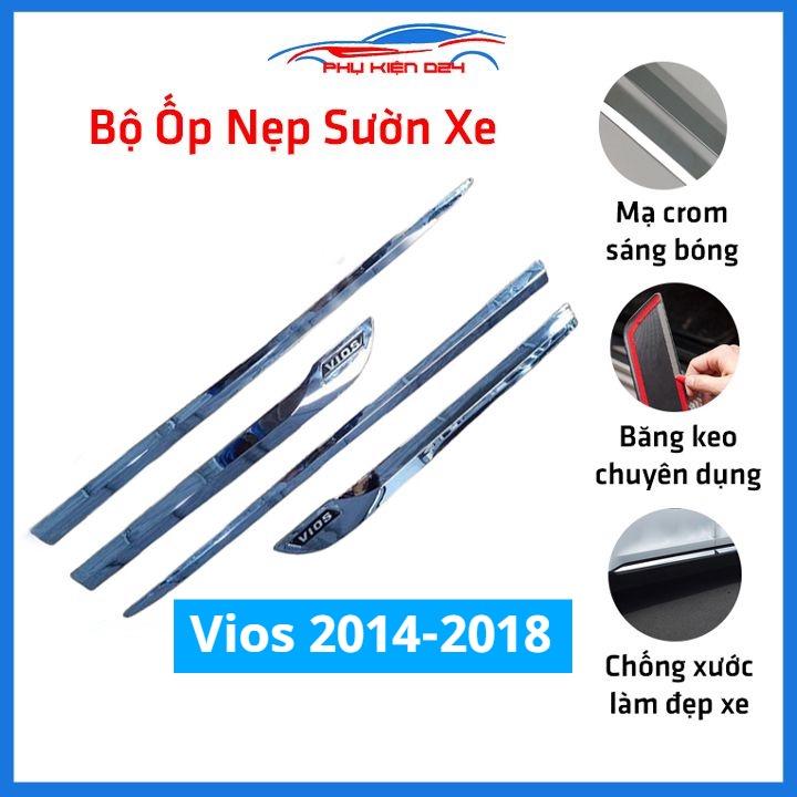Bộ ốp nẹp sườn Vios 2014-2015-2016-2017-2018 mạ crom trang trí làm đẹp xe