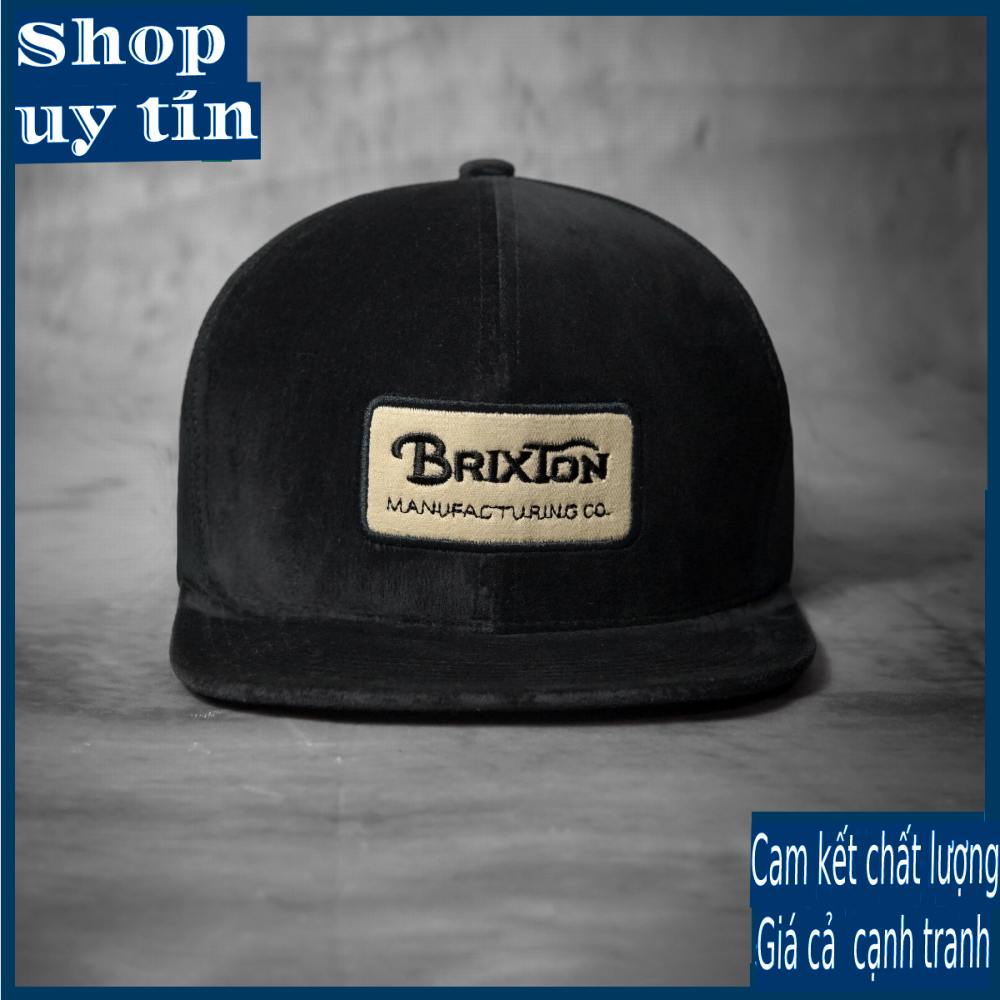 Freeship - MŨ NÓN KẾT LƯỠI TRAI SNAPBACK BRIX.TON ĐEN NHÃN NÂU NHẠT THỜI TRANG NAM NỮ CAO CẤP