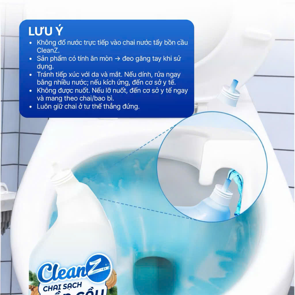 Chai Tẩy Sạch Bồn Cầu Diệt Khuẩn CleanZ hương gỗ thông - 500ml