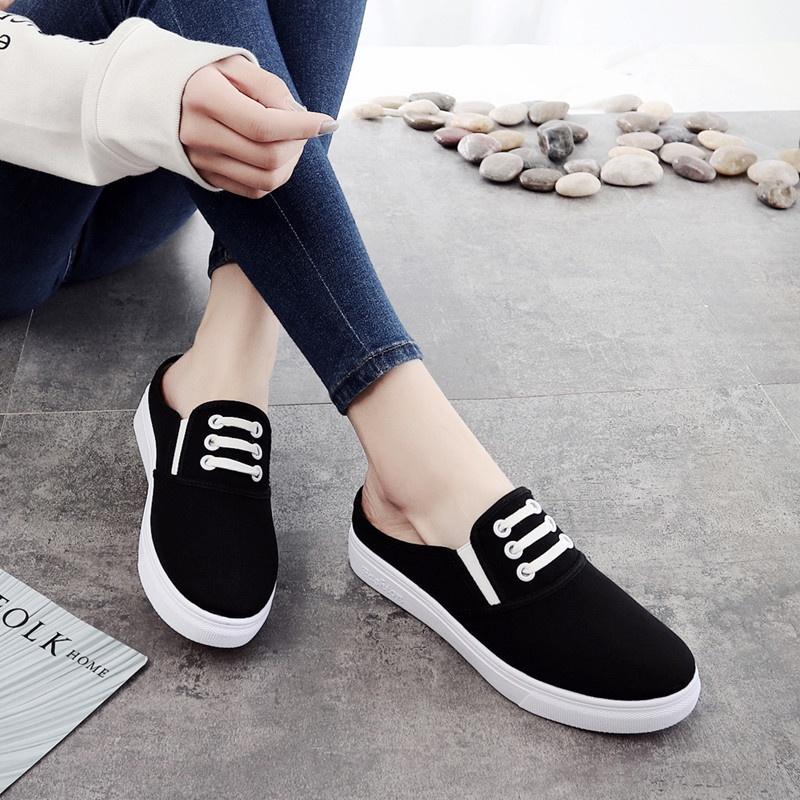 Giày Lười Vải Canvas Thời Trang Cá Tính Cho Nữ