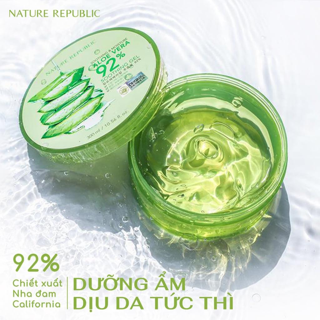 Nature Republic Kem dưỡng da Soothing & Moisture Aloe Vera 92% Soothing Gel (Jar) 300ml