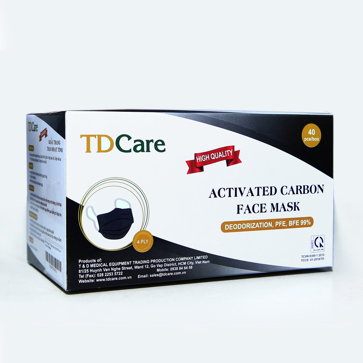 Khẩu Trang Y Tế Than Hoạt Tính TDCare 4 Lớp (40 Cái/Hộp)