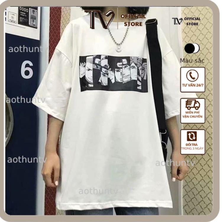 Áo thun nữ TVSTORE Áo phông tay lỡ form rộng NARUTO cotton mát màu trắng đen