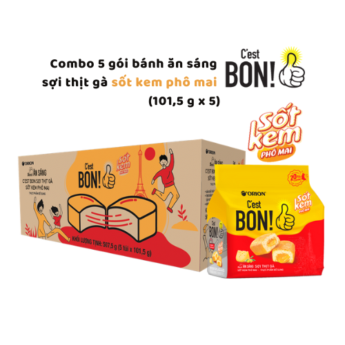 Combo 5 gói bánh ăn sáng C'est Bon sợi thịt gà sốt kem phô mai (101,5 g x 5)