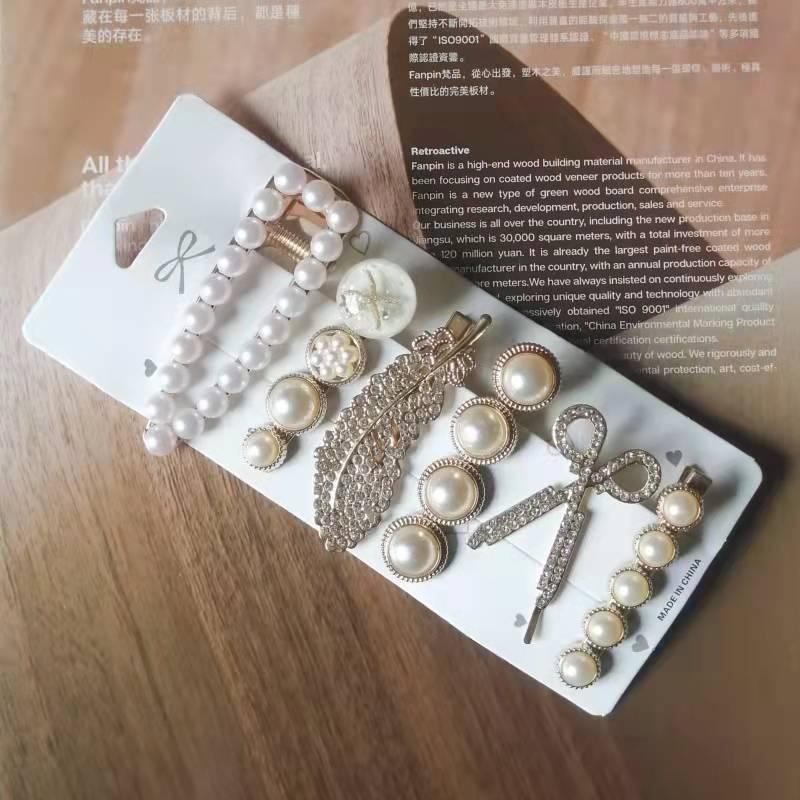 Set 5 Kẹp Tóc Ngọc Trai Đính Hạt