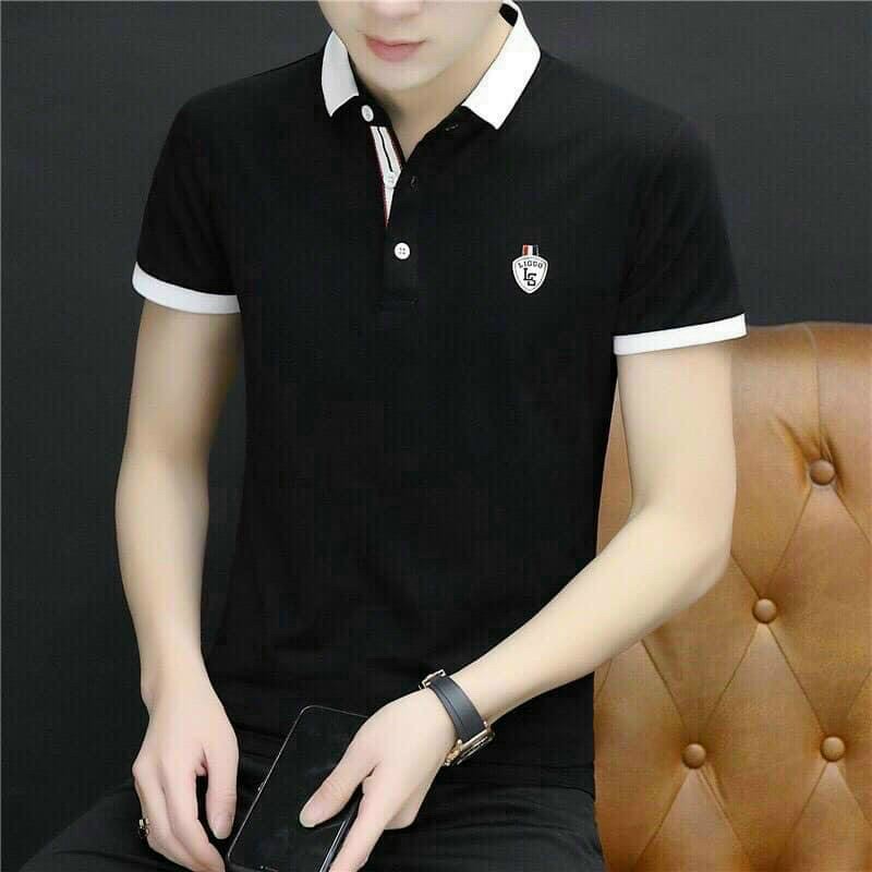 Áo thun polo nam có cổ tay ngắn thêu họa tiết phong cách hàn quốc - atn105