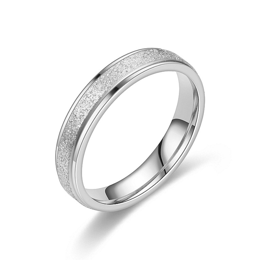 Nhẫn titan không gỉ 4 mm đẹp chất lượng bề mặt nhám lấp lánh dùng cho cả nam và nữ