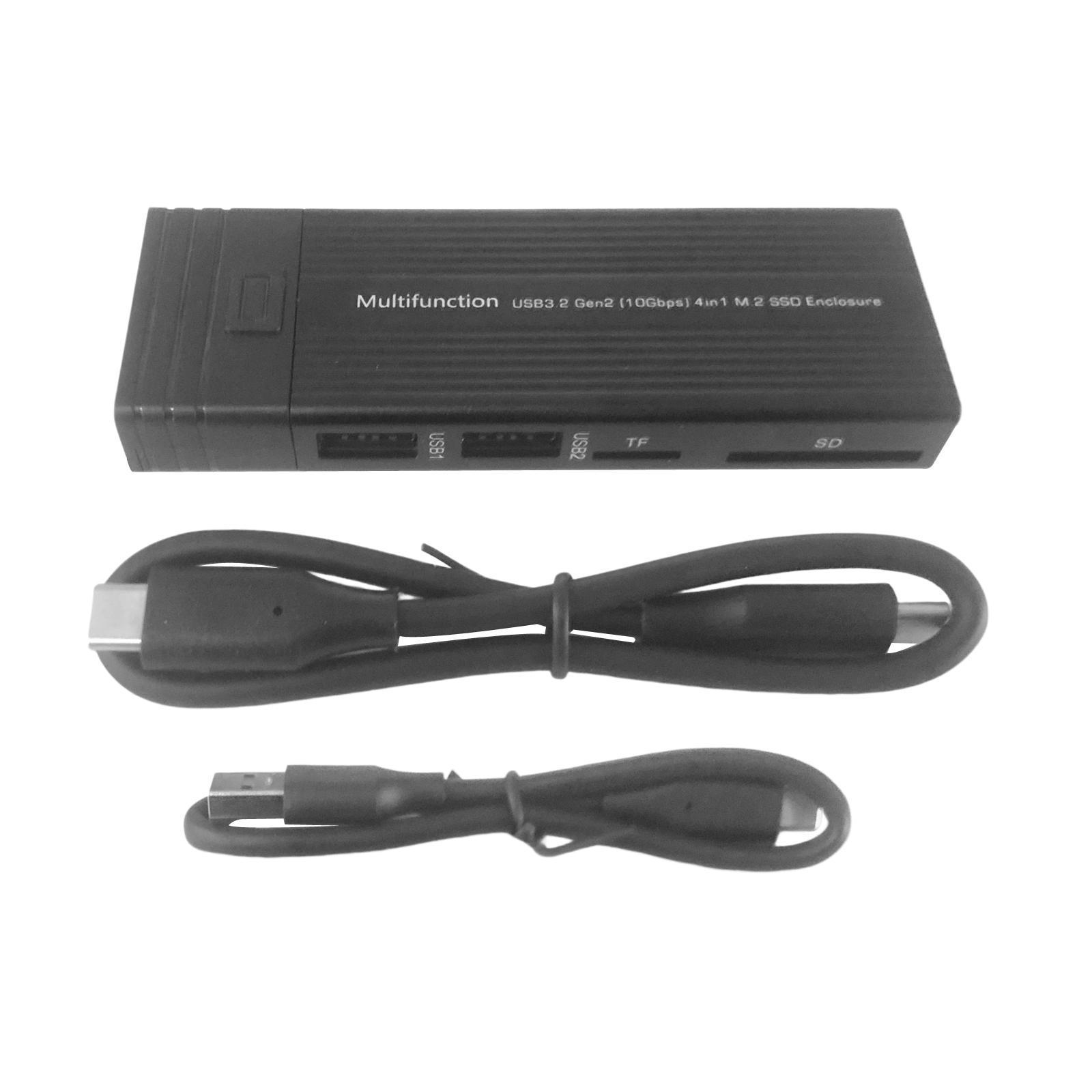 M.2 SSD Enclosure Type C 10 Gbps 6Gbps Compact Adapter for Laptop Black