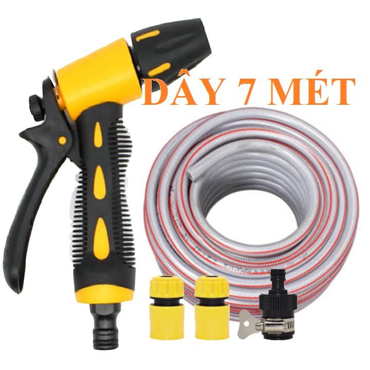 Bộ dây vòi xịt bơm nước tưới rửa , tăng áp 3 lần, loại 7m, 10m 206319 cút sập,nối đen+ khăn phượt