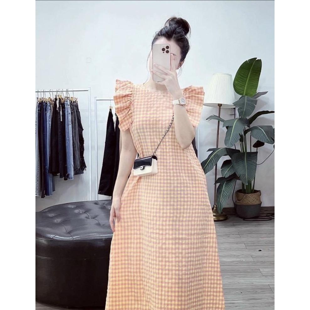 Váy bầu kẻ tay bồng thời trang thiết kế xinh xắn M560 mặc đi chơi dự tiệc Mom and Baby