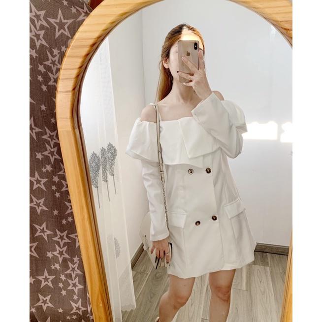 Đầm giả vest trễ vai
