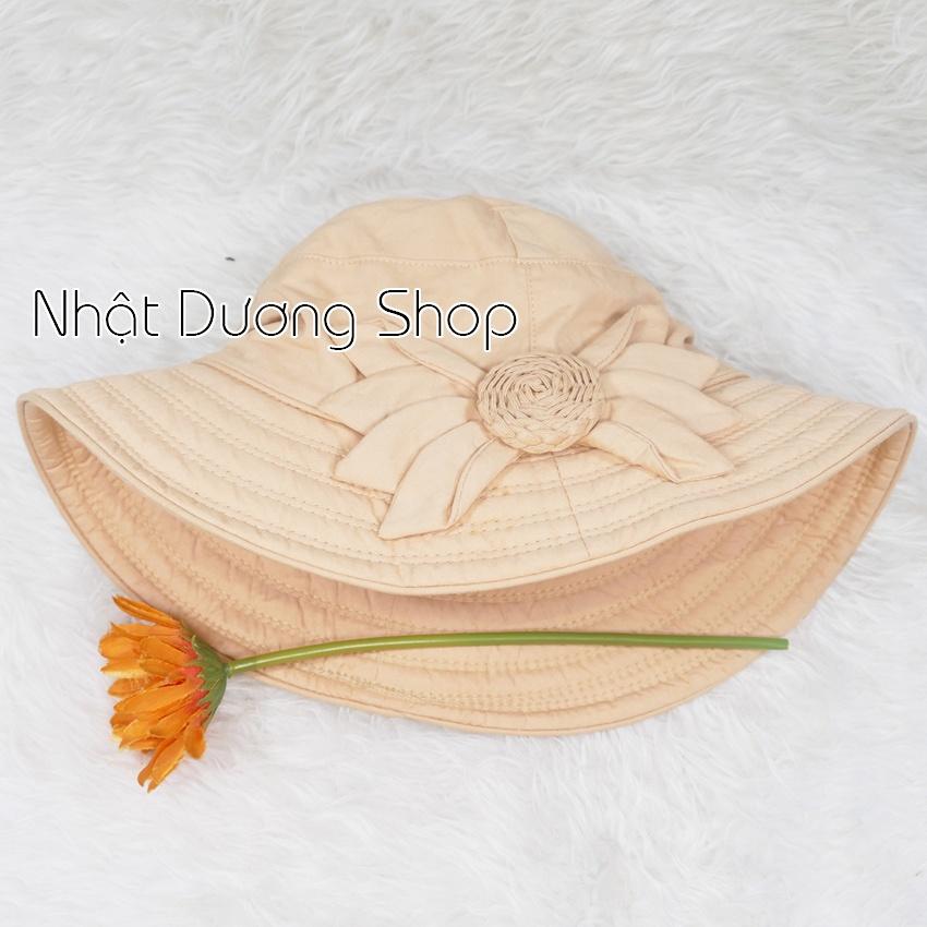 Nón Bo nữ vành rộng 7cm, hoa 8 cánh, nhị to - chất liệu vải cotton đẹp thích hợp cho chị em phụ nữ.