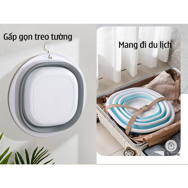 Chậu tắm cho bé, thau gấp gọn, chậu ngâm chân silicon đa năng, kích thước vừa + lớn