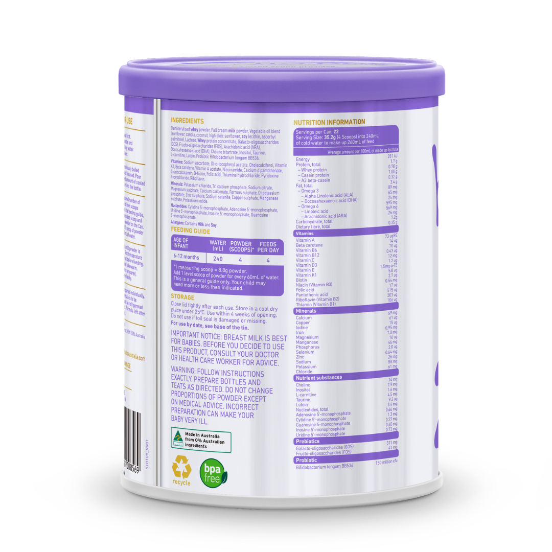 Sản phẩm dinh dưỡng công thức dành cho trẻ từ 6-12 tháng tuổi: Bubs Supreme Follow-On Formula 2