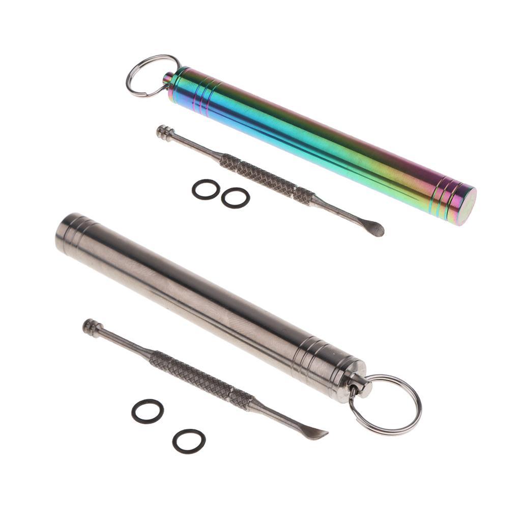 Pocket Titanium Alloy Camping Toothpick Box Ear Pick Holder with Ear Pick for Outdoor Activities