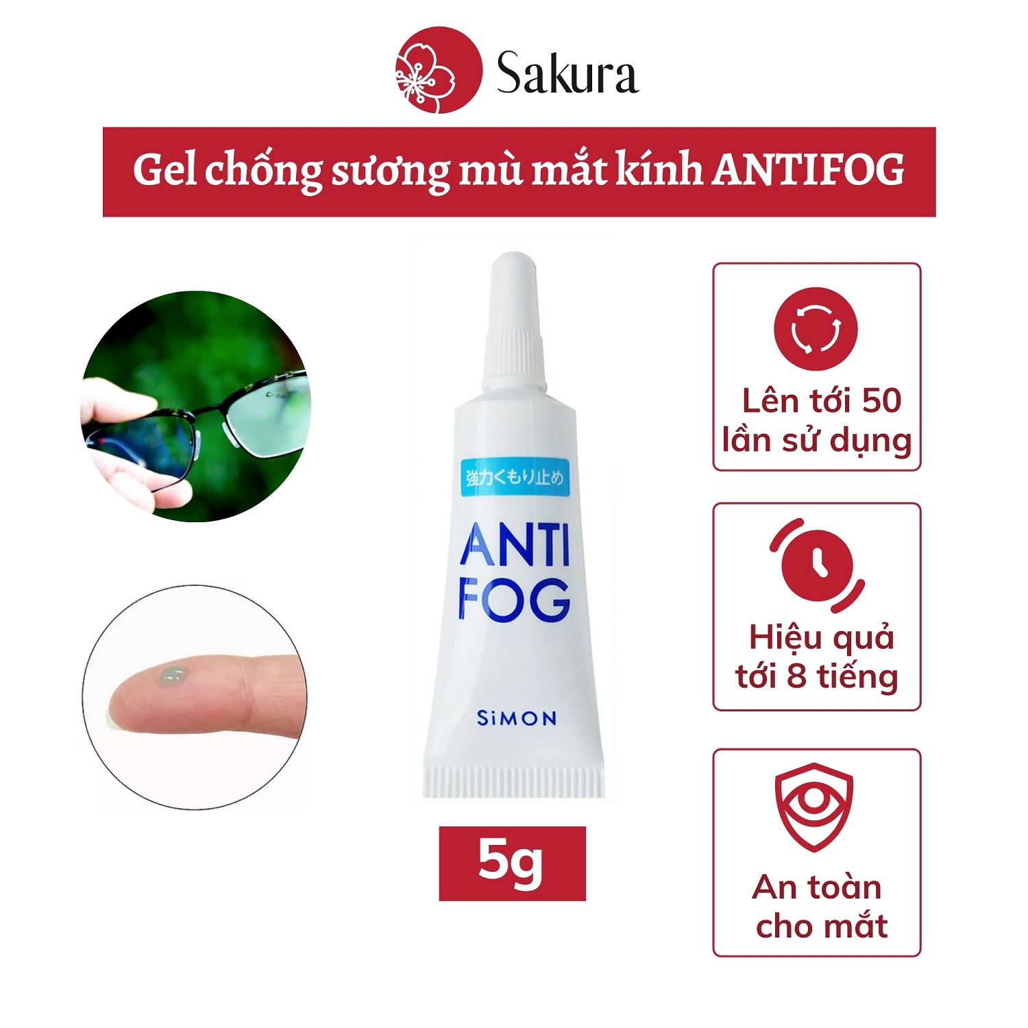 Gel lau kính chống bám hơi nước Anti Fog chống sương mù cho mắt kính cận kính lặn