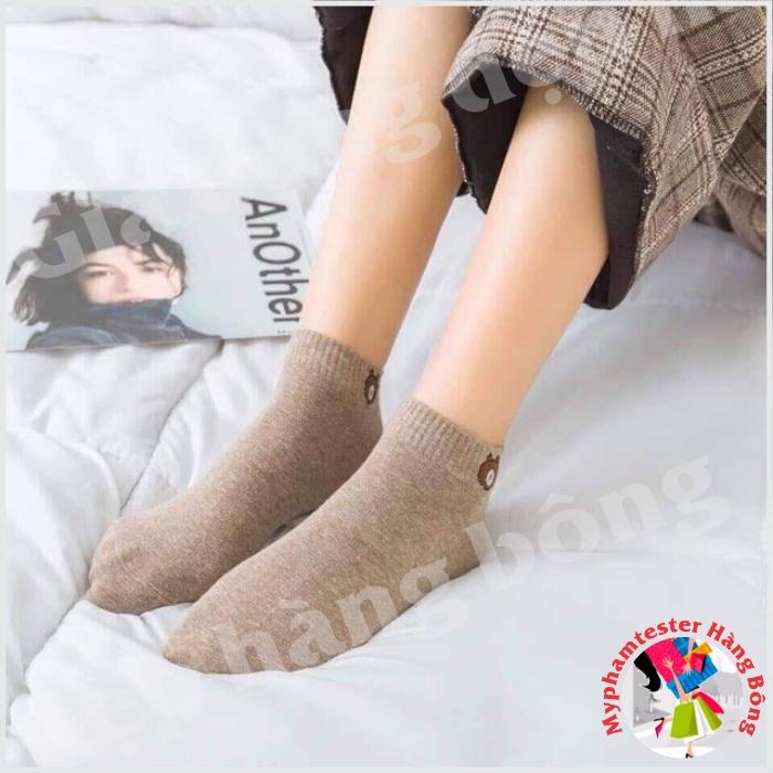 Túi 10 đôi tất gấu cotton co giãn cho bạn gái