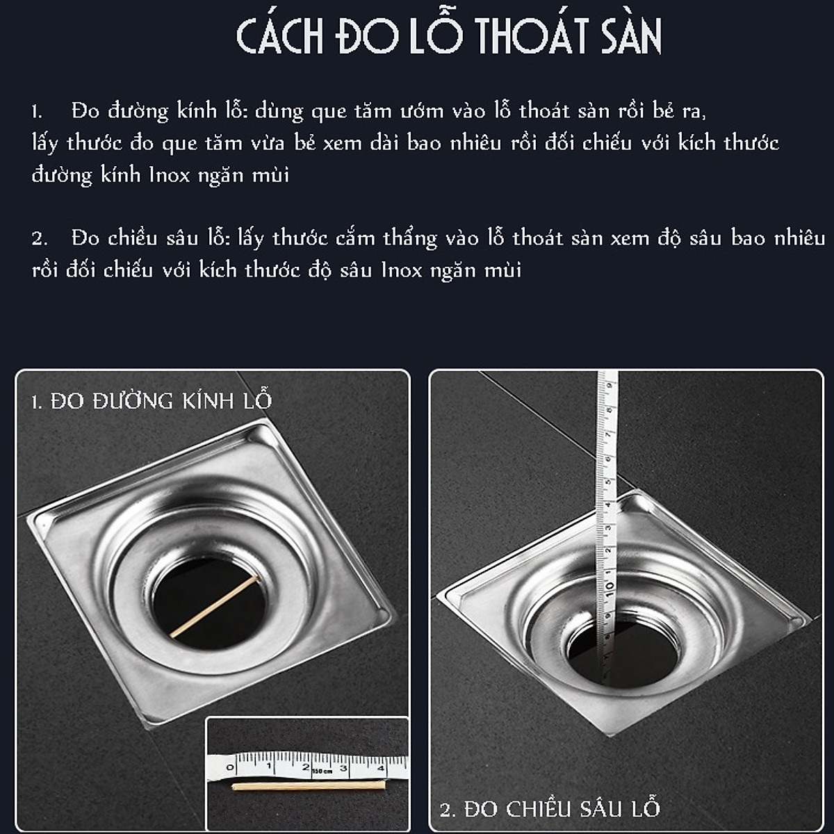 Phụ kiện thoát sàn chống mùi hôi thối, ngăn vi khuẩn NQ01 chất liệu INOX 304