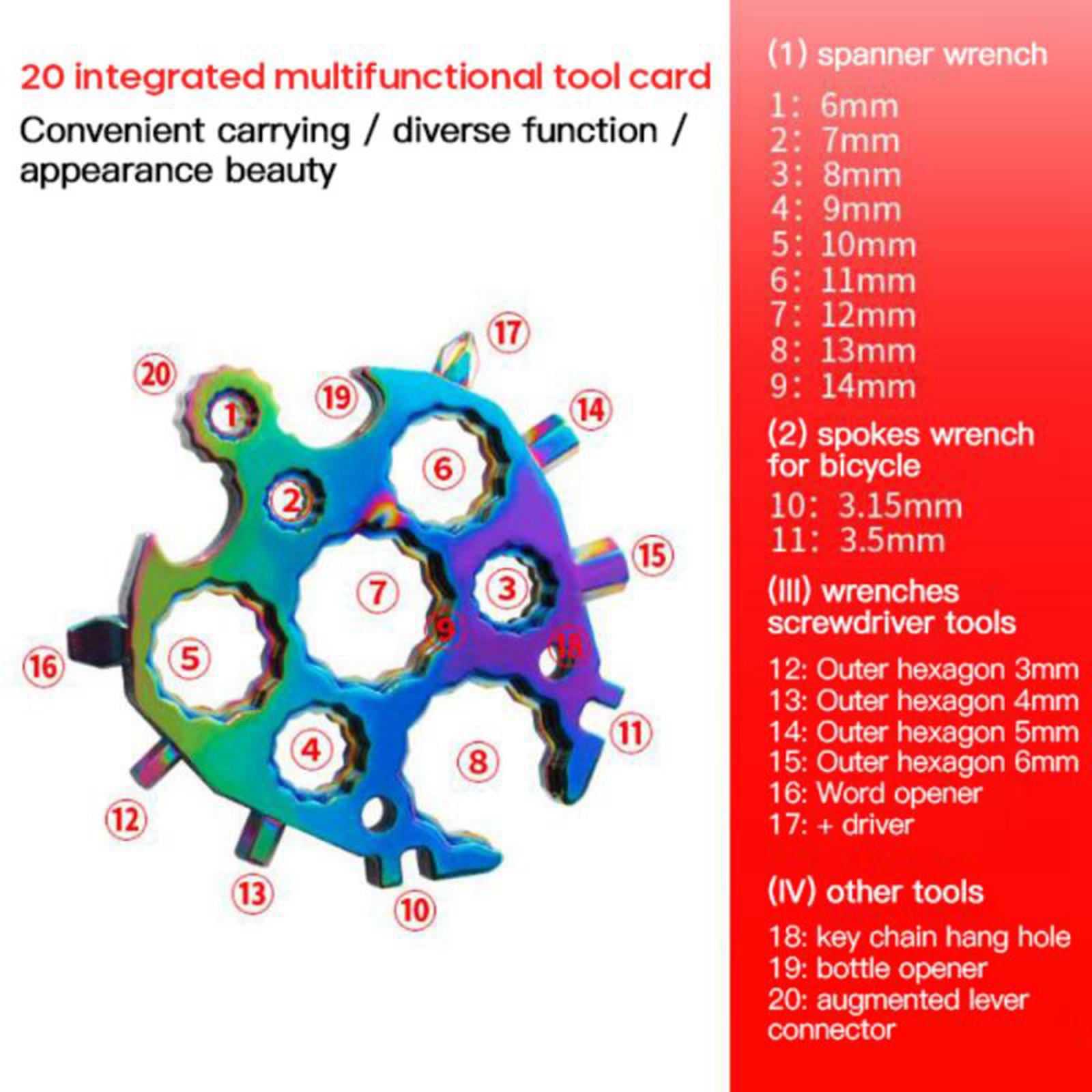 20 In 1 Multi Tool Portable Snowflake Key Chain Screwdriver Colored