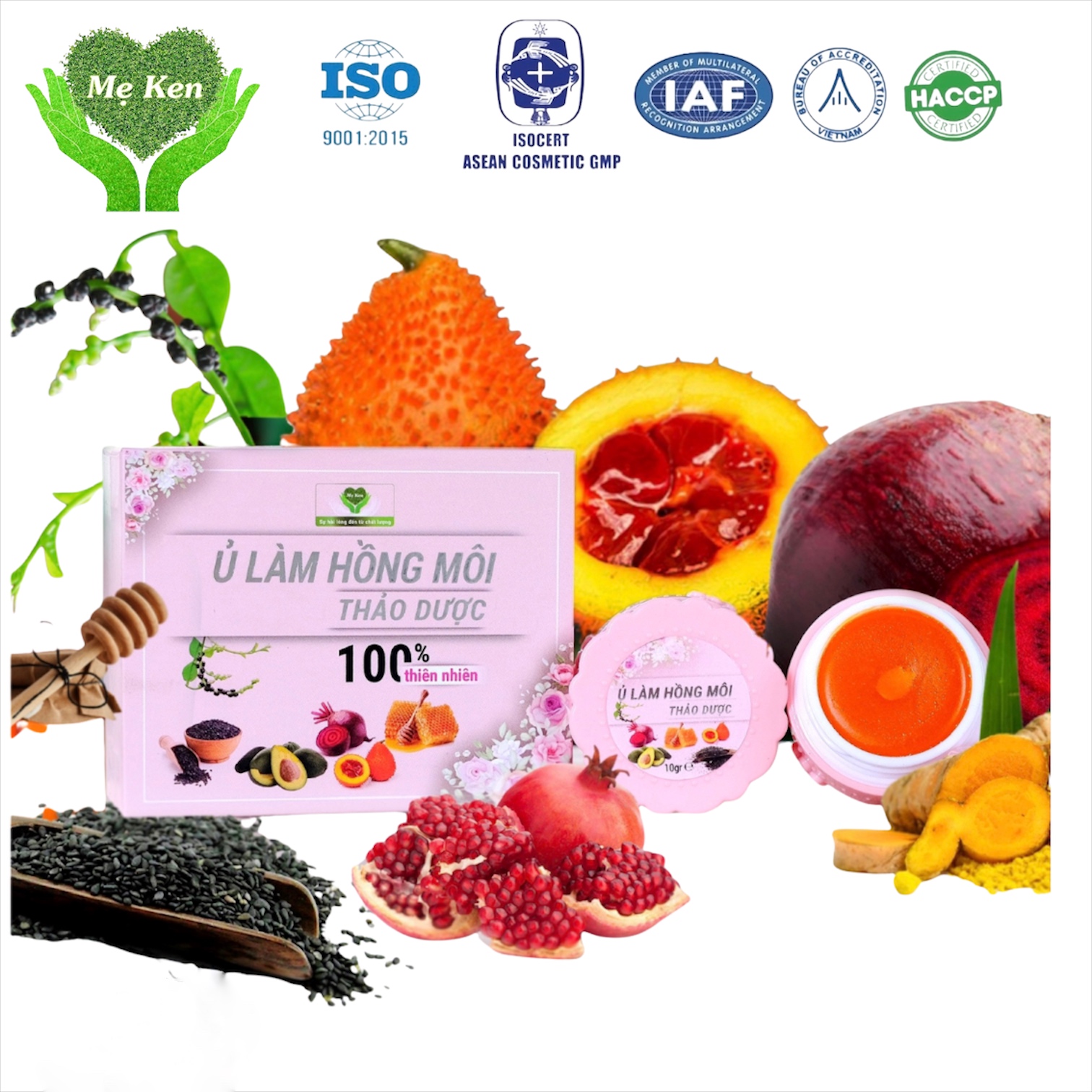 Son Dưỡng Môi Gấc Dền MẸ KEN - Ủ hồng môi thảo dược 100% thiên nhiên, dưỡng môi, dưỡng ẩm môi, giảm thâm môi NEW