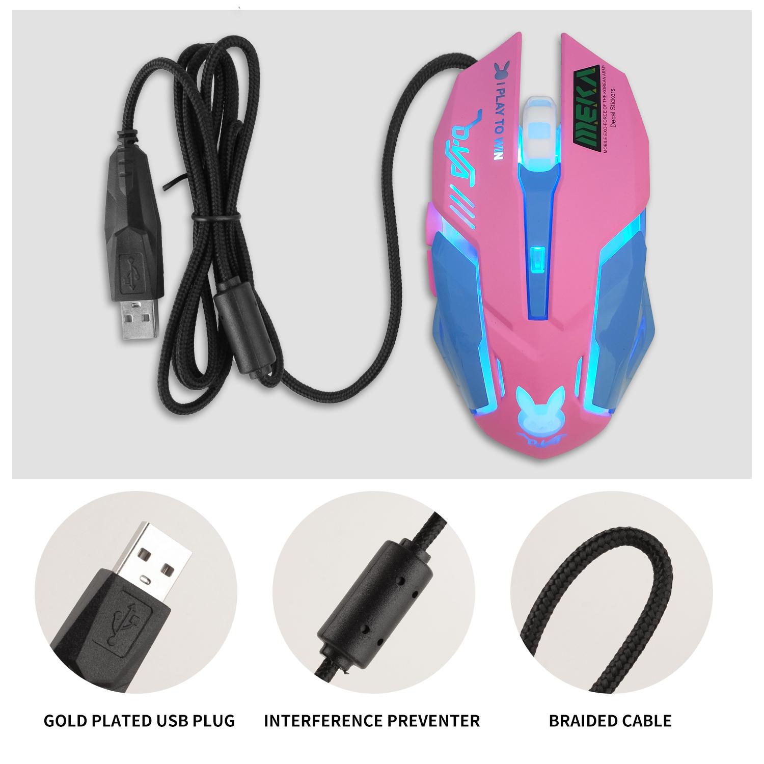 USB Chuột Chơi Game Có Dây Hồng Máy Tính Chuyên Nghiệp Thể Thao Điện Tử Chuột 2400 DPI Nhiều Màu Sắc Backlit Silent Chuột Lol Dữ Liệu laptop