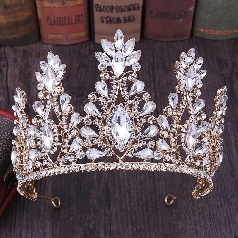 Vương miện cô dâu đá đỏ cao 9,5 cm hoạ tiết đẹp Giangpkc VM122400