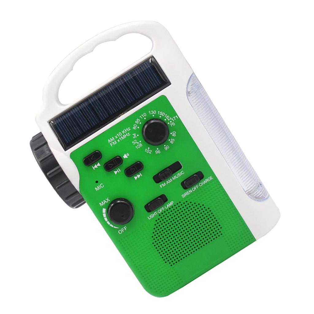 Solar Crank AM/FM NOAA Weather Radio LED Light Cellphone Charger Green