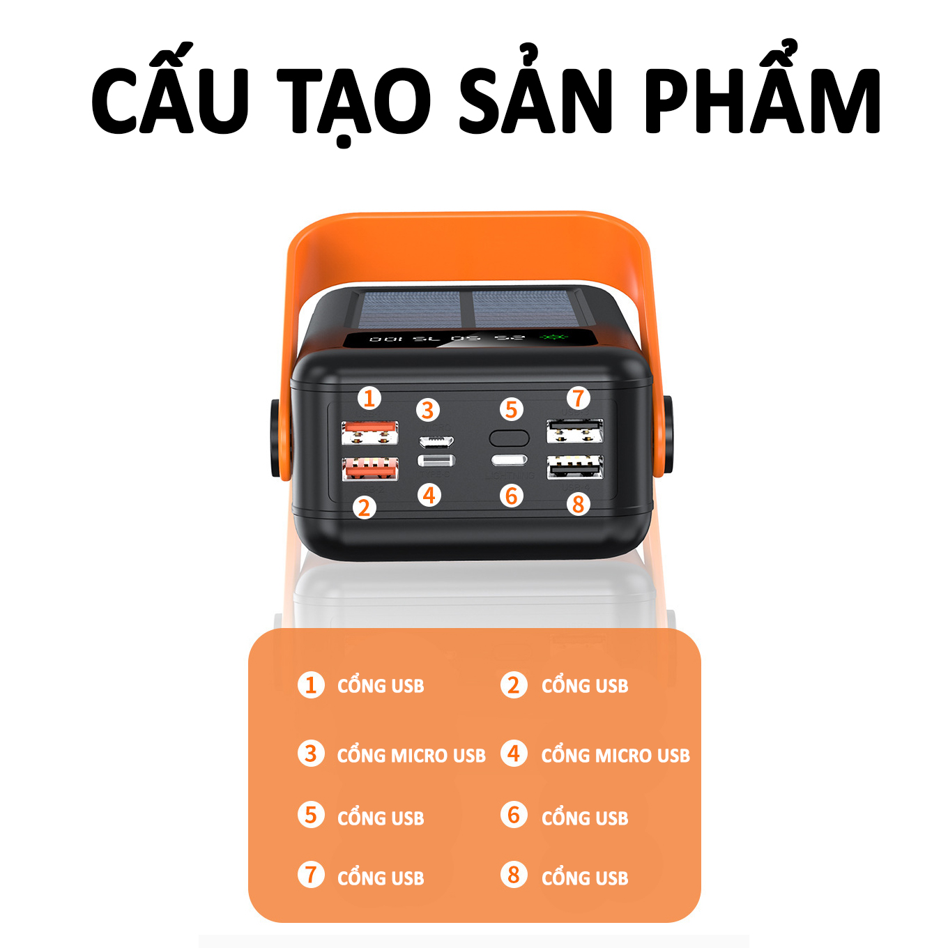 Sạc dự phòng dung lượng siêu lớn sử dụng năng lượng mặt trời phù hợp ,mang đi du lịch - D1625