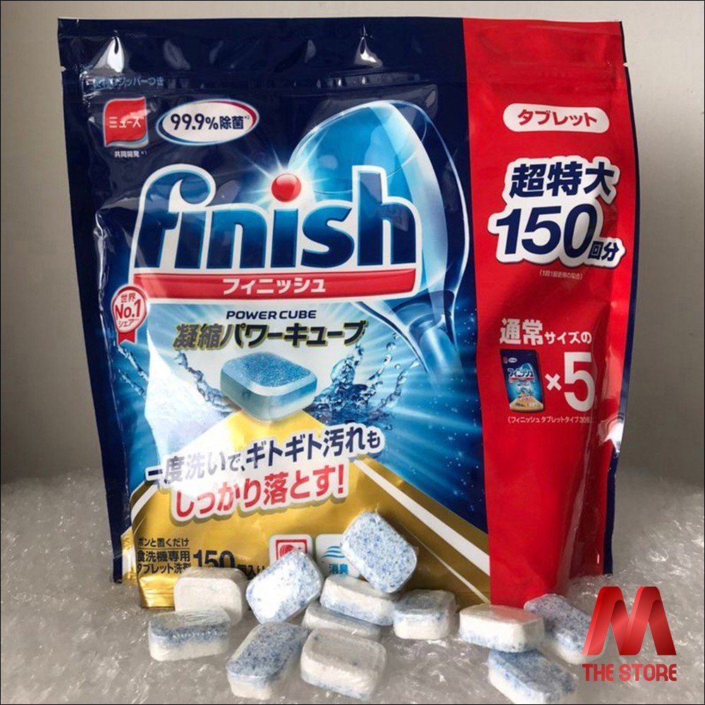 Viên rửa bát F.inish All In 1 Max Dishwasher Tablets túi 150 viên không độc hại, an toàn sức khỏe hàng nội địa nhật bản